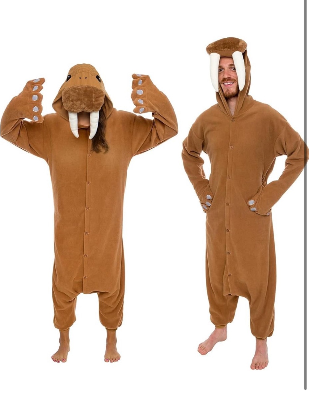 Walrus Onesie Costume - Brown Plush Unisex Kigurumi